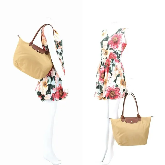 【LONGCHAMP】Le Pliage 大型 經典原創/刺繡 長提把尼龍摺疊肩背水餃包(多款)(法國品牌 巴黎精品)