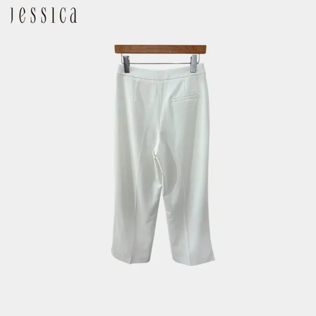 【JESSICA】百搭俐落素色打摺西裝褲（白）243204