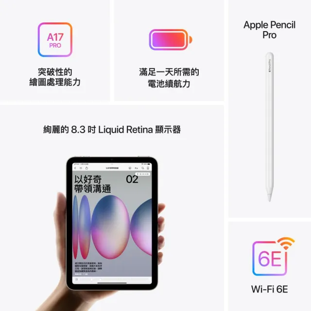 【Apple】2024 iPad mini 7 8.3吋/WiFi/128G 平板電腦(三折防摔殼+鋼化保貼組)