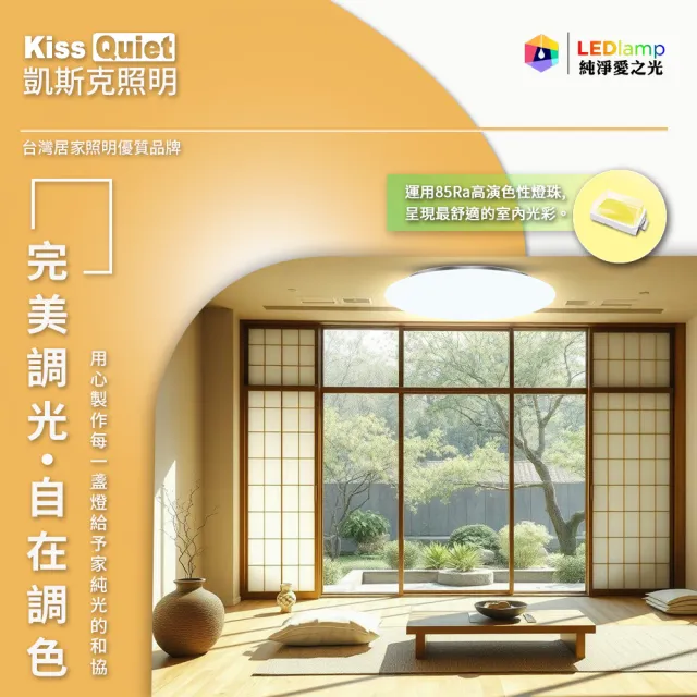 【KISS QUIET】2入組-50W 星光6-8坪 LED (圓形罩)調光調色搖控 吸頂燈(樓梯燈 陽台燈 浴室燈 玄關燈)