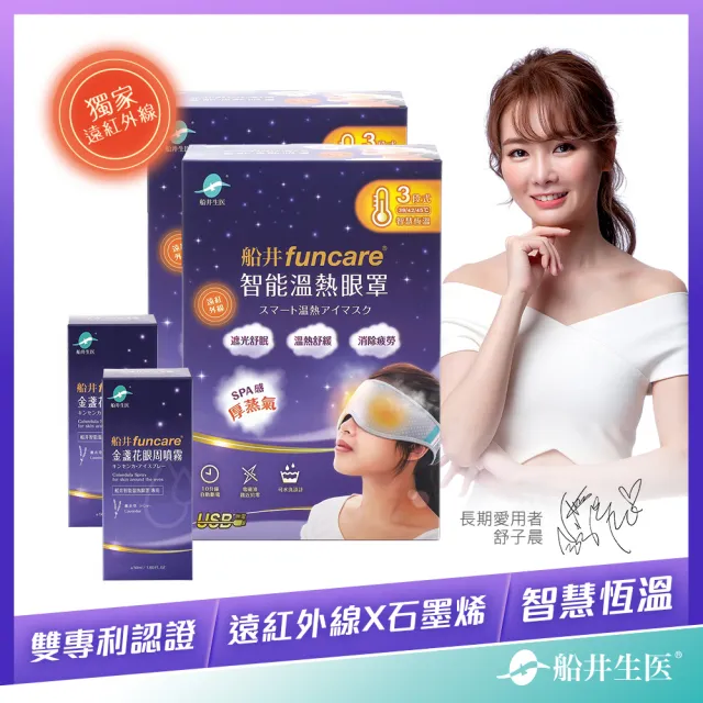 【funcare 船井生醫】智能石墨烯溫感熱敷厚蒸氣眼罩+眼周噴霧_共2組(舒子晨&眼科醫師推薦)