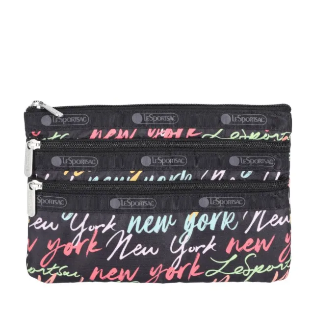 【Lesportsac】3-Zip Cosmetic 三層拉鍊化妝包 收納包 盥洗包 女包 男包(紐約塗鴉風)