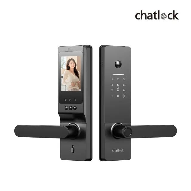【chatlock】日本製頂級電子門鎖 H30貓眼螢幕握開式 - 經典黑