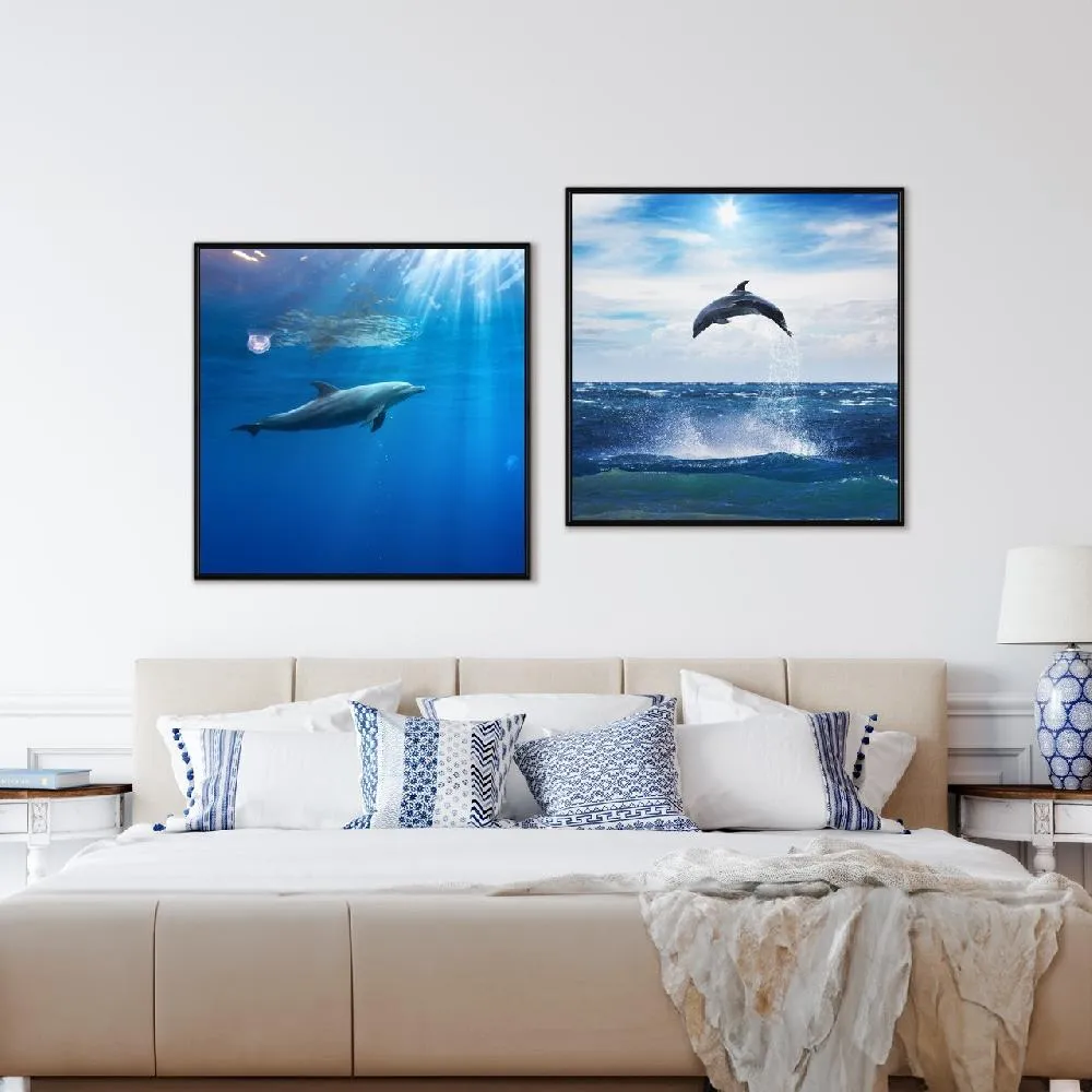 【菠蘿選畫所】海洋精靈二幅聯畫組合-60x60cm(海洋精靈聯畫組合海洋/北歐插畫畫作/攝影/精靈)