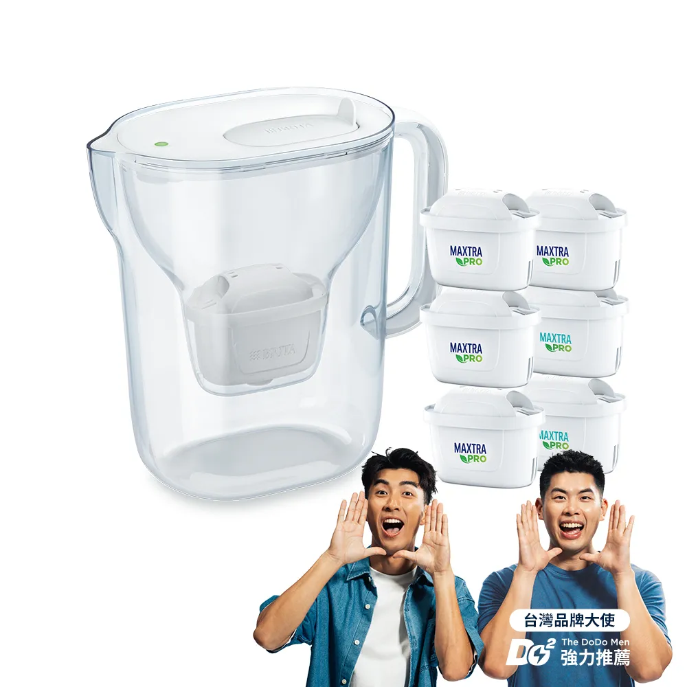 【BRITA】官方直營 純淨濾水壺XL+MXPRO全效型1入+MXPRO去水垢4入(共1壺6芯)