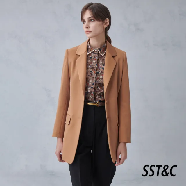 【SST&C】女裝 暗金菊色後綁帶翻領外套8162211005(雙11精選)
