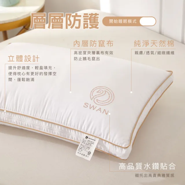 【ISHUR 伊舒爾】水鑽超柔立體羽絲枕2入(贈天絲枕套2入/羽絨枕/羽毛枕/枕頭)