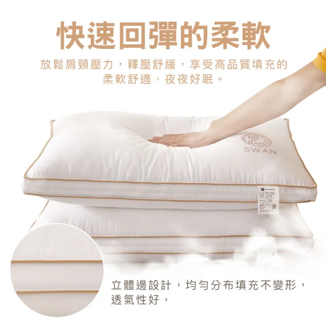 【ISHUR 伊舒爾】水鑽超柔立體羽絲枕2入(贈天絲枕套2入/羽絨枕/羽毛枕/枕頭)