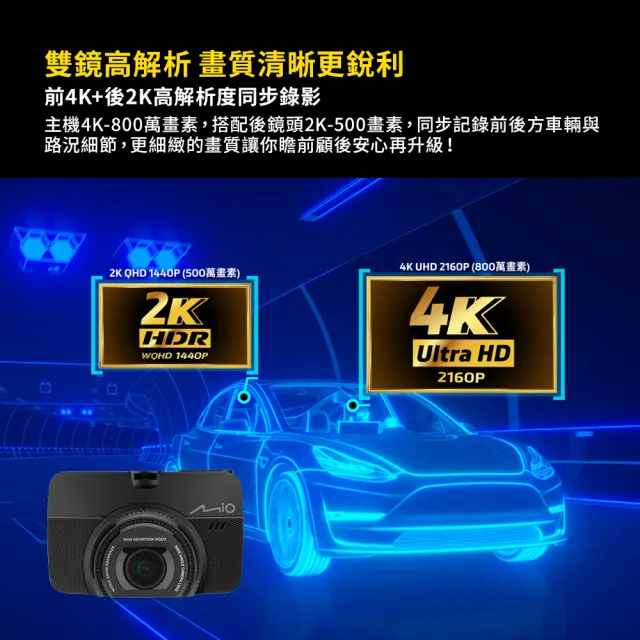 【MIO】MiVue 970WD 前4K後2K行車記錄器(送64G卡)行車紀錄器
