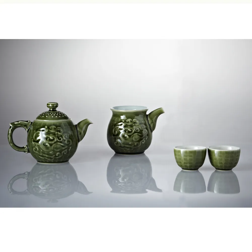 【乾唐軒】勢在必得茶具組 / 綠釉 /(一壺+六杯+茶海)