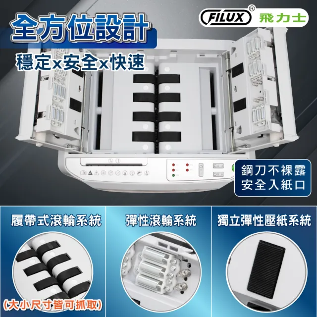 【FILUX 飛力士】免手持免等待170張全自動碎紙機 A-Q170X (專利對半速切紙)