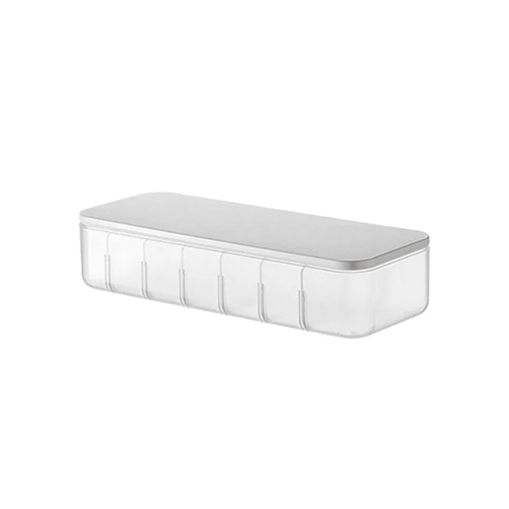 【品物生活家】充電線分格收納盒 7格帶蓋款 附理線帶x7(分格集線器 充電線整理盒 傳輸線收納 集線收納盒)