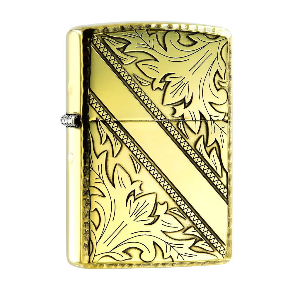 【Zippo】切角藤蔓花紋-仿古銅-防風打火機(美國防風打火機)