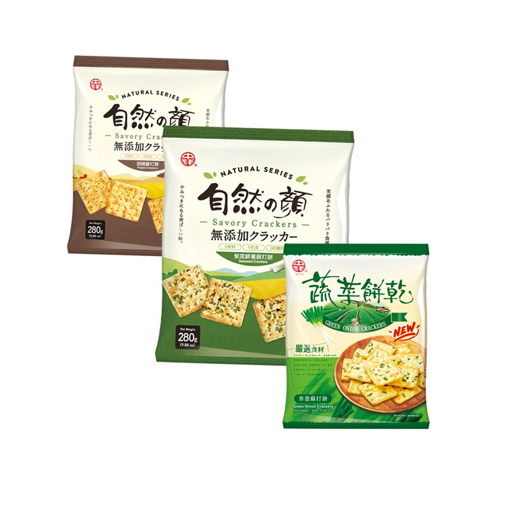 【中祥】自然之顏蘇打餅乾12入/箱 (中元普渡/拜拜箱/紫菜/香蔥/胡椒/地震颱風防災/零食/餅乾)