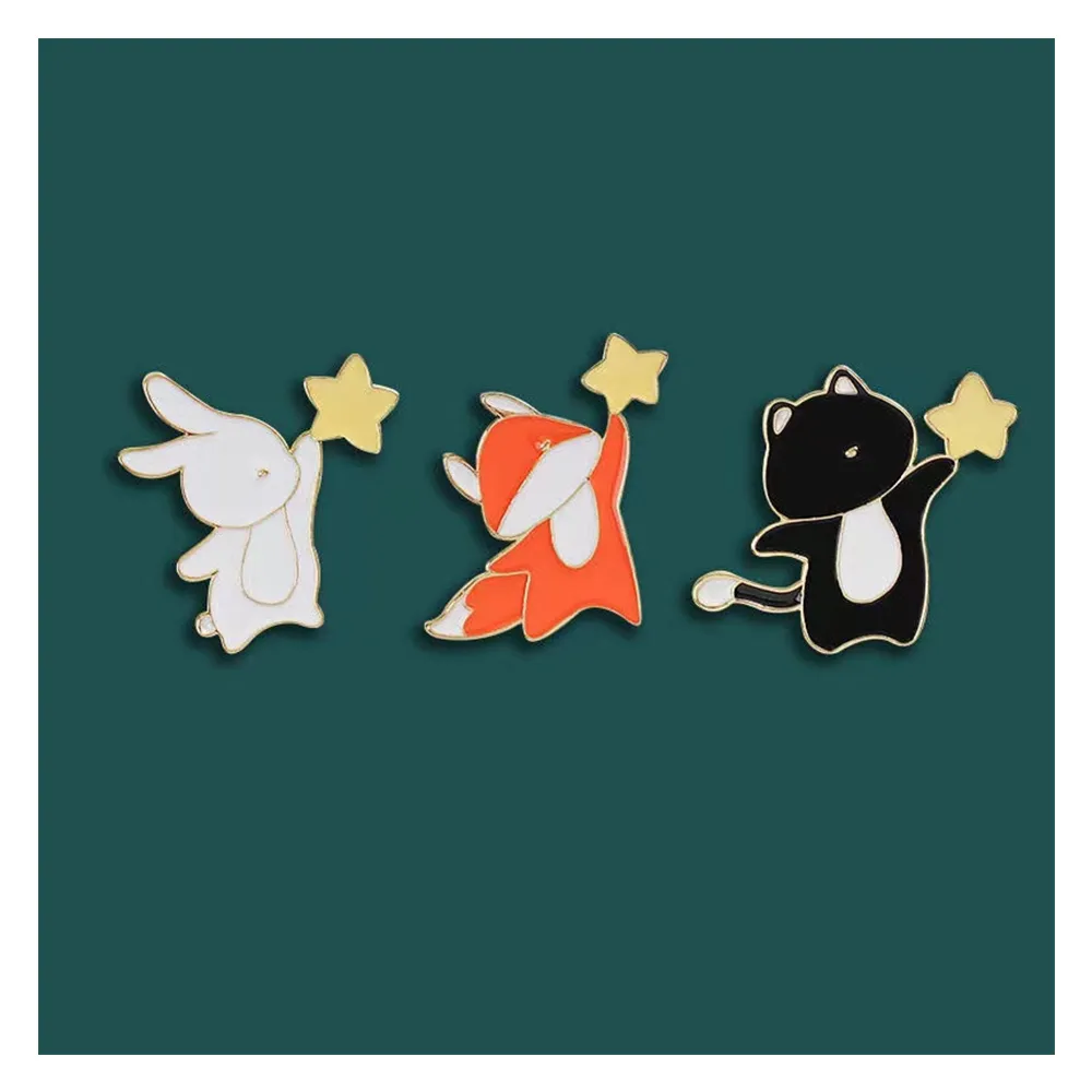 【MISA】卡通徽章 小動物徽章/可愛卡通摘星小動物造型徽章 胸章 胸針(3款任選)