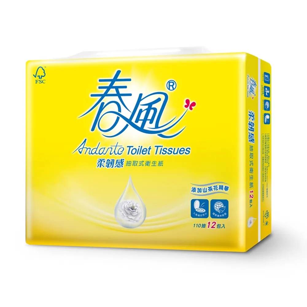 【春風】山茶花柔韌感抽取式衛生紙 110抽x24包
