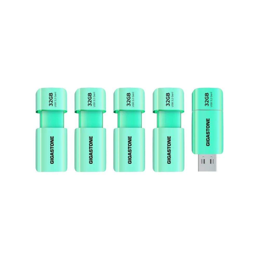 【Gigastone 立達國際】5入組 32GB USB3.1/3.2 Gen1 極簡滑蓋隨身碟 UD-3202 綠(32G USB3.2 高速隨身碟)
