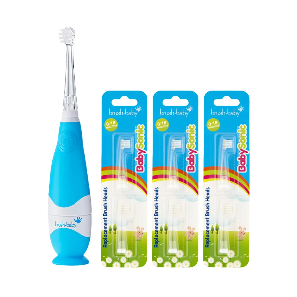 【brush baby】BabySonic 幼兒聲波電動牙刷0-3Y+BabySonic 替換刷頭0-18M-2入X3(多款可選)