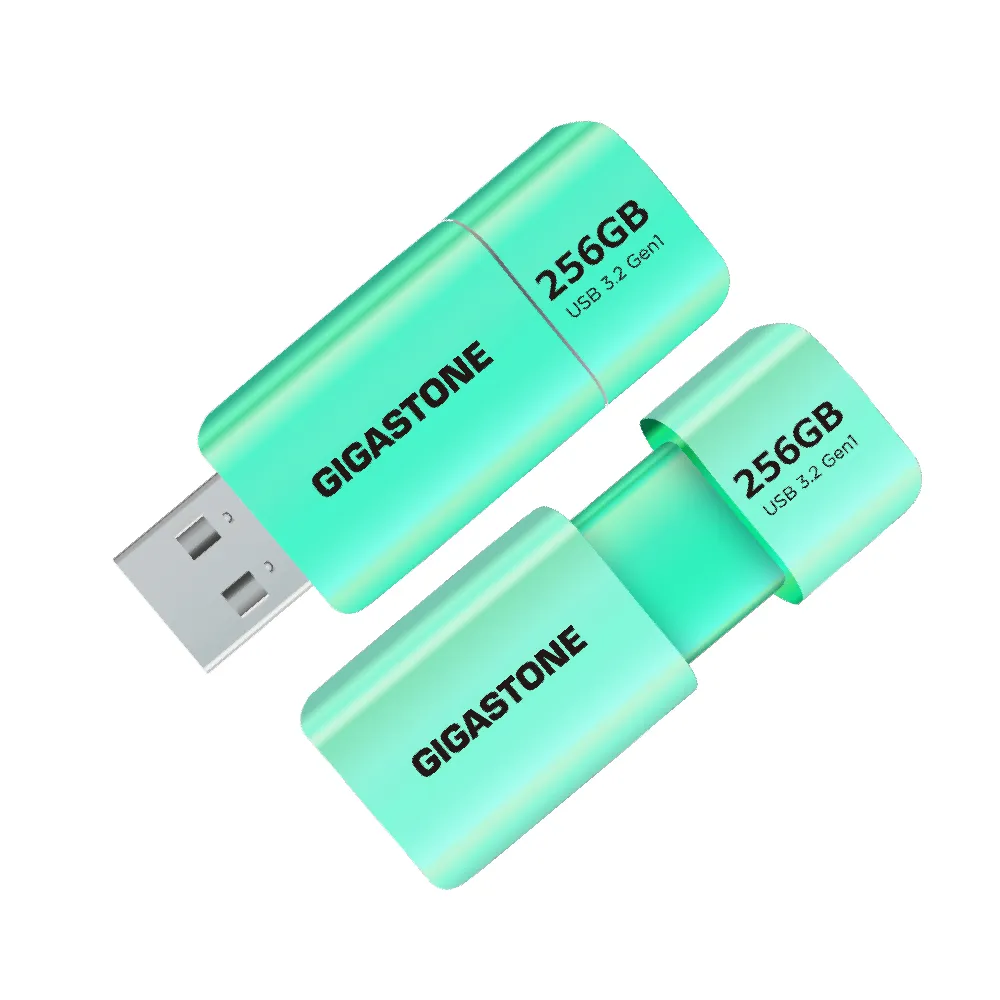【Gigastone 立達國際】2入組 256GB USB3.1/3.2 Gen1 極簡滑蓋隨身碟 UD-3202 綠(256G USB3.2 高速隨身碟)