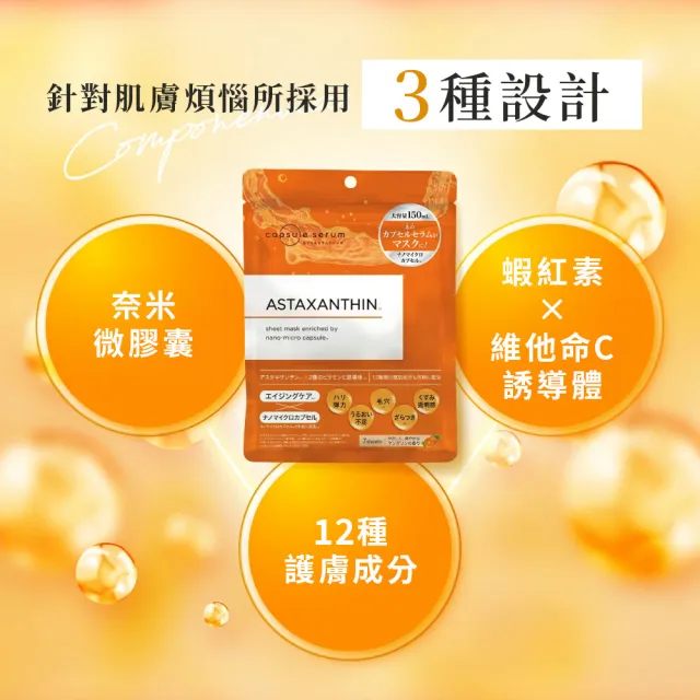 【CAPSULE SERUM 珂蓓思】逆轉時光緊緻抗老面膜7入(蝦紅素/膠原蛋白/玻尿酸/神經醯胺/菸鹼醯胺/維他命C)