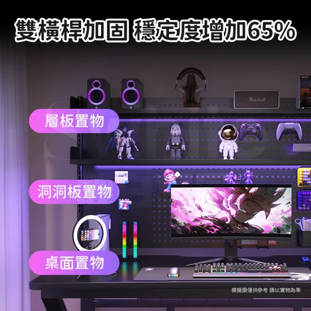 【靚白家居】超神電腦桌 120公分 洞洞板款(電競桌 書桌 洞洞板 辦公桌 工作桌 衣帽架 梳妝台 化妝桌)