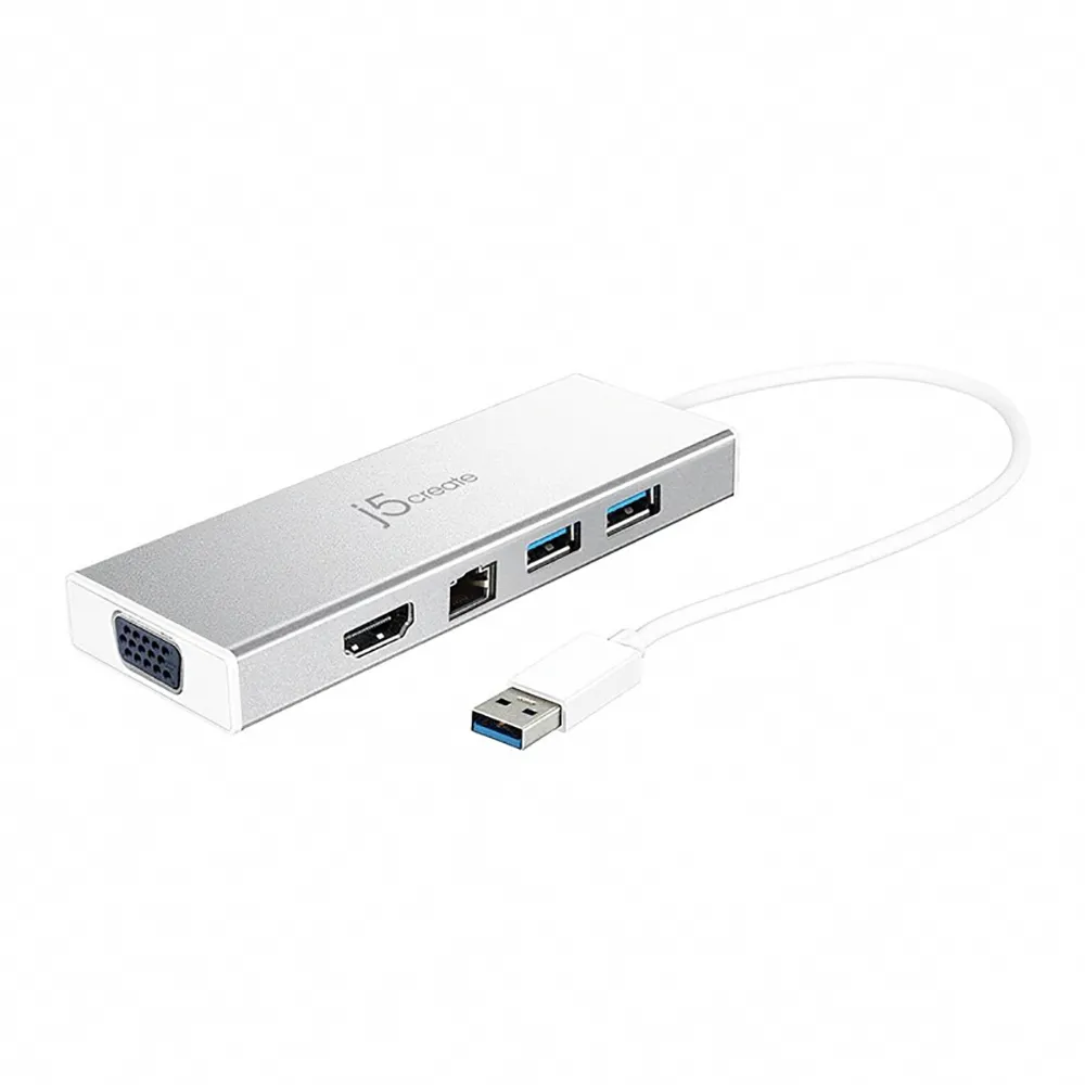 【j5create 凱捷】USB3.0 VGA+HDMI雙顯示多功能迷你擴充集線器-JUD380