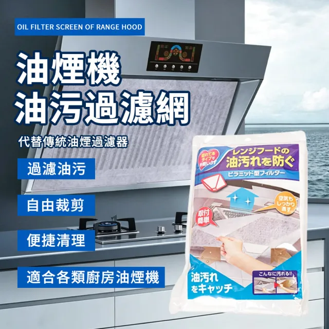 【Teful】12片入 油煙機油汙過濾網 抽煙機吸油紙 拋棄式防水防油紙 可自由裁切耐熱免清洗 加厚油煙過濾網