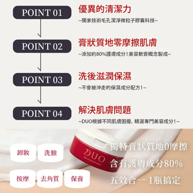 【DUO 麗優】全新升級-五效合一卸妝膏EX 90g(日本卸妝膏排行第一/洗後滋潤保濕/去黑頭粉刺)