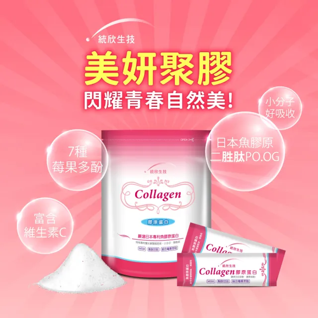【統欣生技】膠原蛋白 3入組(20包/入-PO.OG.MSM.榖胱甘肽.小分子)