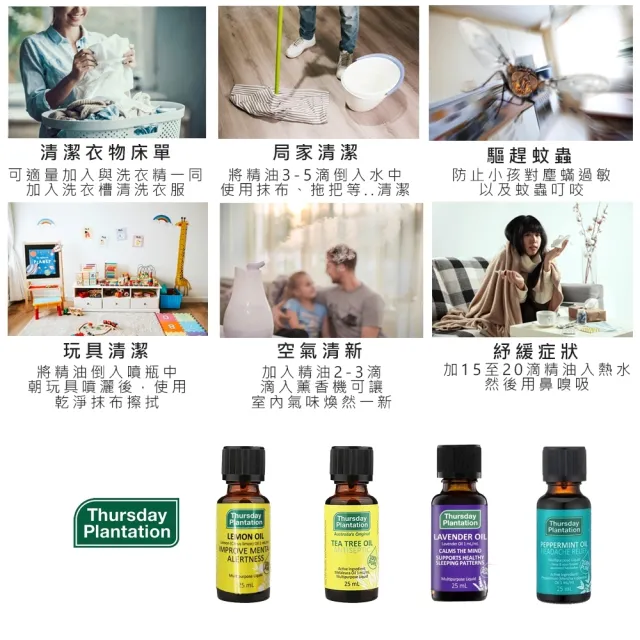 【ThursdayPlantation 星期四農莊】買2送2-經典精油任選25ml(茶樹/薄荷/薰衣草/檸檬)-禮物/禮盒