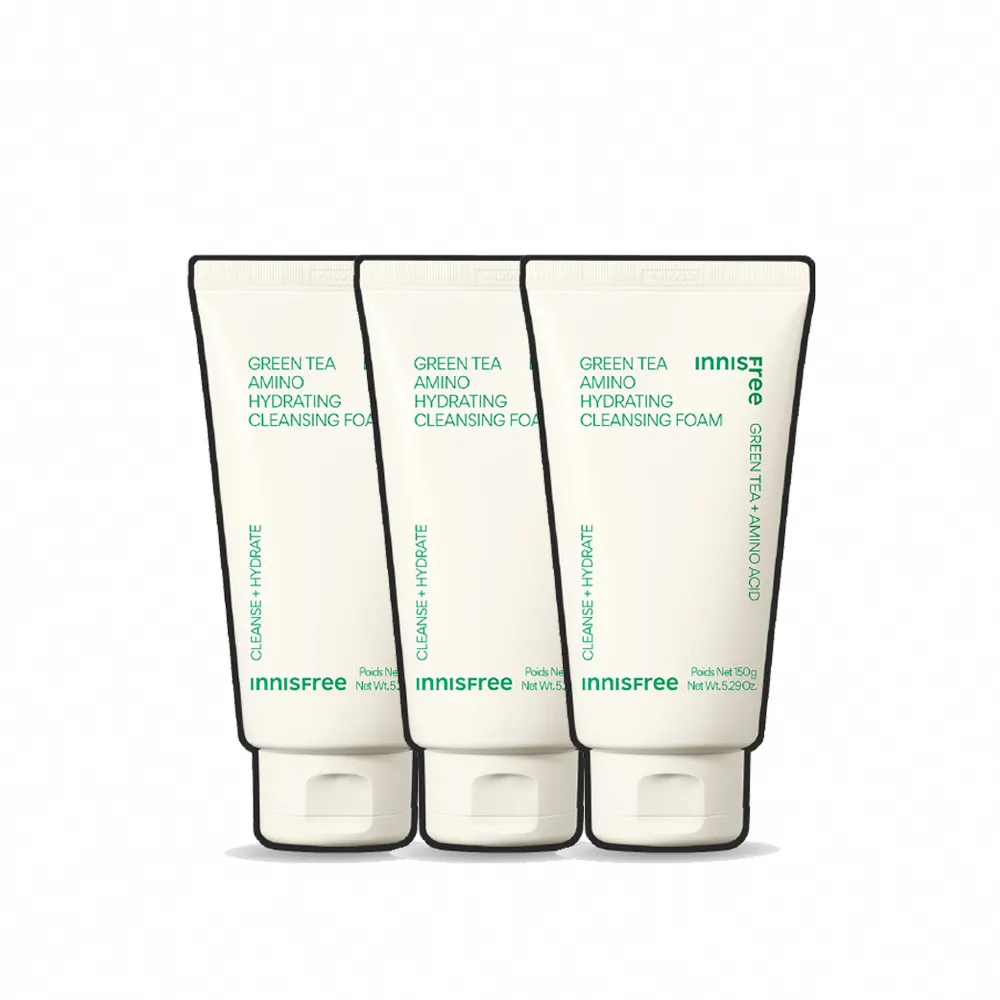 【innisfree】綠茶保濕胺基酸潔面乳150g(3入組)