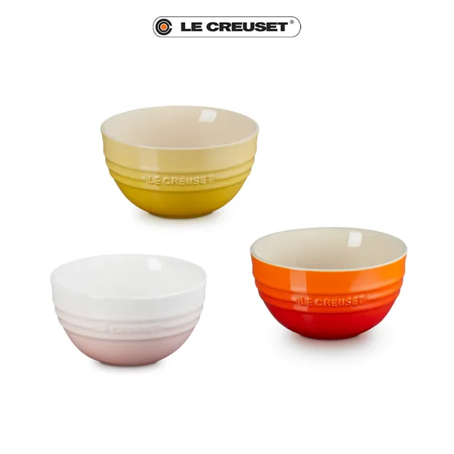 【Le Creuset】瓷器韓式飯碗350ml(溫桲黃/火焰橘/淡粉紅 3色選1)
