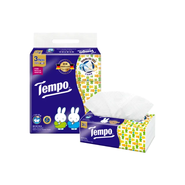 【TEMPO】Miffy限定版隨掛隨抽三層廚房紙巾10入(箱購/萬用紙擦手紙餐巾紙)
