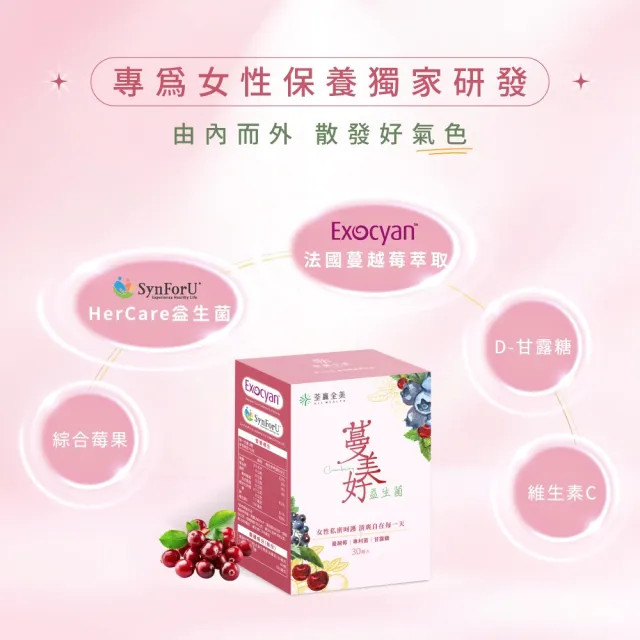 【荃贏全美】蔓美好-私密蔓越莓益生菌x4盒組(共120顆)