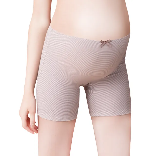 【Gennies 奇妮】哺乳內衣褲成套 咖啡紗軟鋼圈內衣 平口內褲(孕婦內衣 上開扣 孕婦內褲 條紋粉 A37B59)