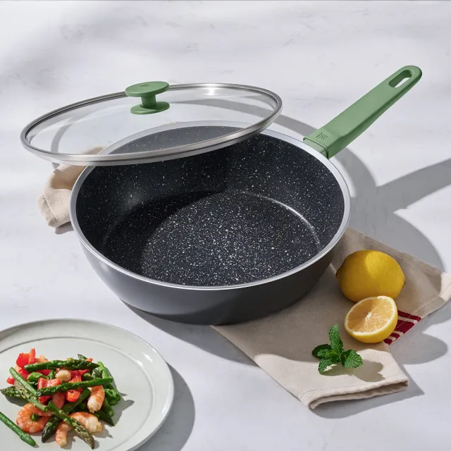 【ZWILLING 德國雙人】NOW PLUS Ⅱ 黑曜鍋2.0不沾鍋深煎鍋24cm-2色任選/附矽膠鏟(德國雙人牌集團官方直營)