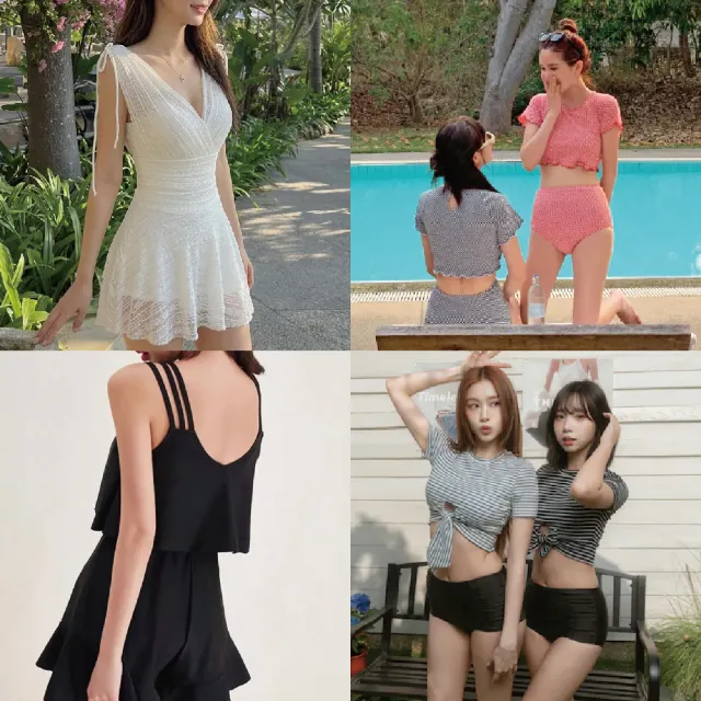 【SeasonsBikini 】流行熱賣女泳裝短袖泳裝遮肉泳裝-組合-大尺碼(短袖女泳裝兩件式泳裝連身顯瘦遮肉美背)