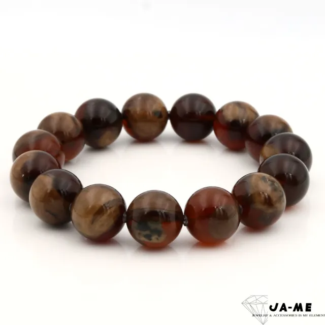 【JA-ME】天然琥珀 紫羅蘭老蠟溶洞天眼手珠14mm 22.1克
