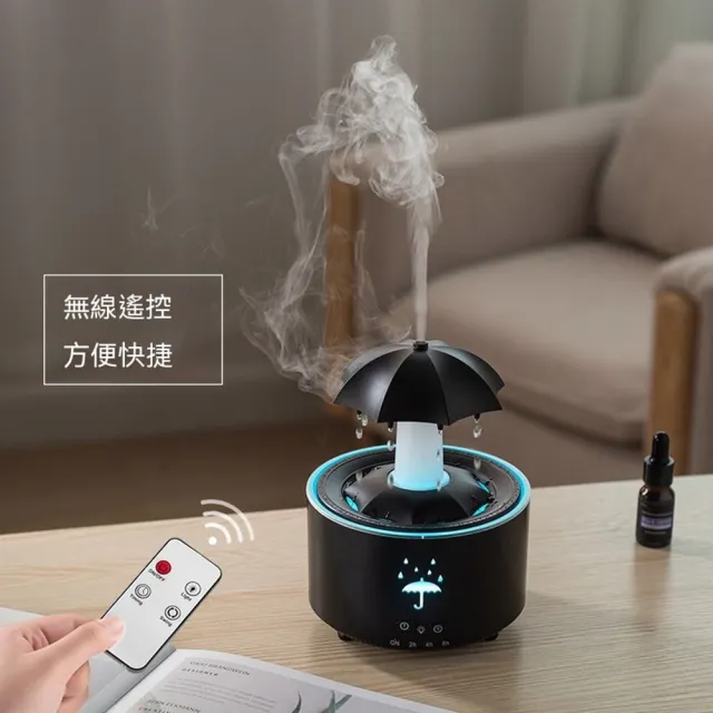 水滴香薰機 旋轉雨傘加濕器 香氛加濕器 空氣加濕器 雨滴水氧機 大霧量加濕器 七彩燈光 熏香機 CKY