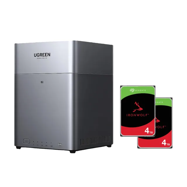 【綠聯】搭希捷IronWolf 4TBx2★UGREEN DH4300 Plus 4Bay NAS 網路儲存伺服器+(ST4000VN006)