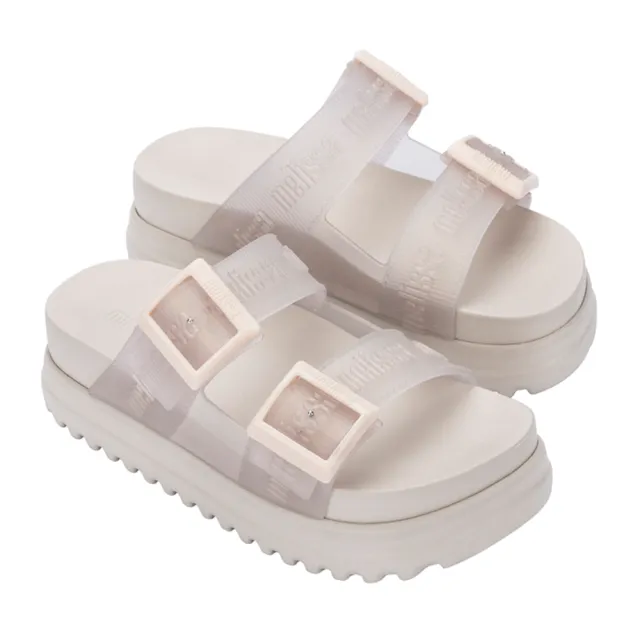 【Melissa】LOGO雙扣帶厚底拖鞋-大童(米色) 防潑水