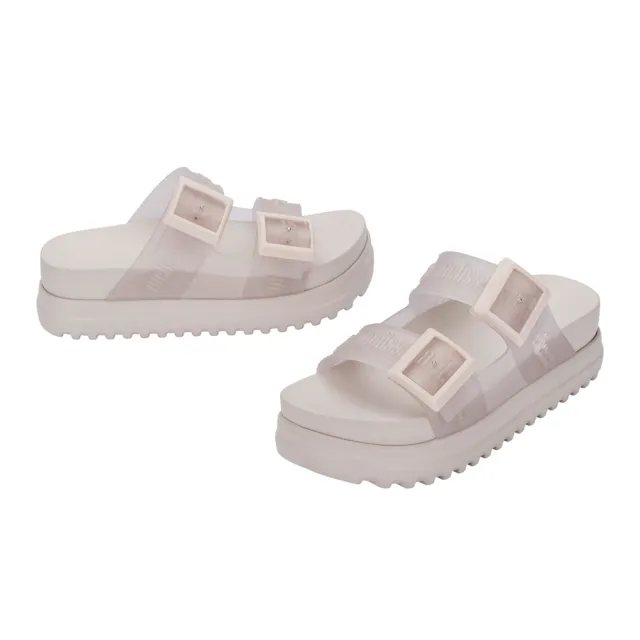 【Melissa】LOGO雙扣帶厚底拖鞋-大童(米色) 防潑水