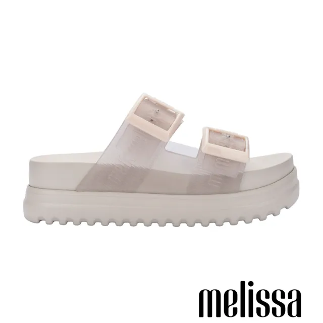 【Melissa】LOGO雙扣帶厚底拖鞋-大童(米色) 防潑水