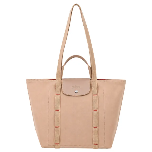 【LONGCHAMP】LE PLIAGE COLLECTION系列棉質手提/肩揹兩用包(中/米)