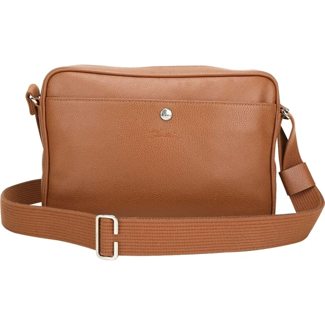 【LONGCHAMP】Le Foulonne M 荔紋牛皮郵差包(棕色/30CM 巴黎精品 相機包)