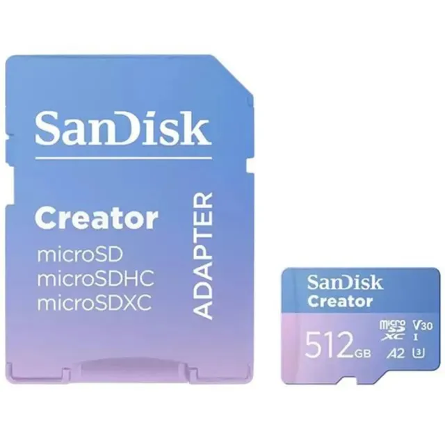 【SanDisk 晟碟】512GB Creator microSDXC 190MB/s UHS-I U3 A2 V30 記憶卡