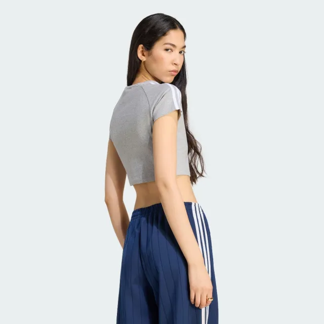 【adidas 愛迪達】運動 休閒 短袖 T恤 女上衣 SST BABY TEE(KS4705)