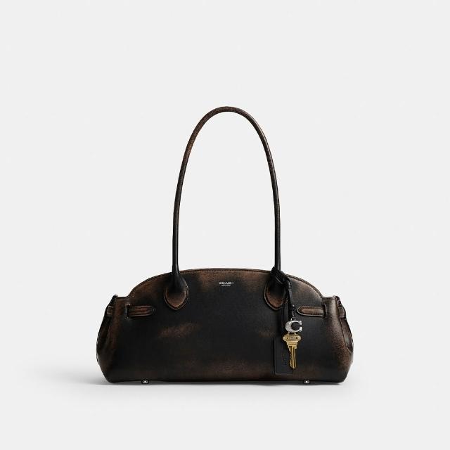【COACH】蔻馳官方直營 EMPIRE CARRYALL 34號復古摯愛皮革手提包 肩背包 單肩包-LH/黑色 棕色(CBH45)