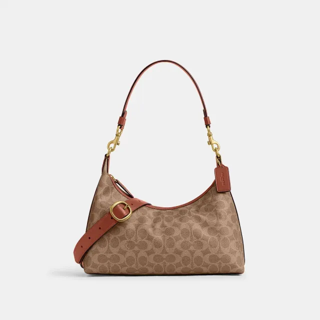 【COACH】蔻馳官方直營 JULIET經典 SIGNATURE單肩手袋 單肩包 肩背包-B4/棕黃色 焦糖色(CAM23)