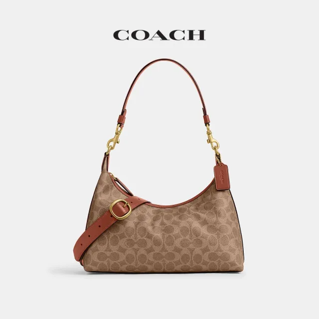 【COACH】蔻馳官方直營 JULIET經典 SIGNATURE單肩手袋 單肩包 肩背包-B4/棕黃色 焦糖色(CAM23)